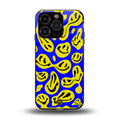 acid smiles yellow blue back phone cover | glass case for iphone 14 pro