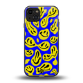 acid smiles yellow blue back phone cover | glass case for iphone 14