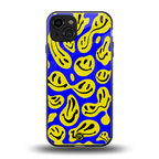 acid smiles yellow blue back phone cover | glass case for iphone 14