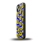 acid smiles yellow blue back phone cover | glass case for iphone 14