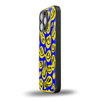 acid smiles yellow blue back phone cover | glass case for iphone 16 pro max
