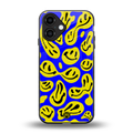 acid smiles yellow blue back phone cover | glass case for iphone 16