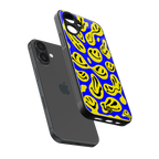 acid smiles yellow blue back phone cover | glass case for iphone 16
