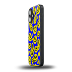 acid smiles yellow blue back phone cover | glass case for iphone 16