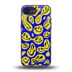 acid smiles yellow blue back phone cover | glass case for iphone 16e