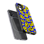 acid smiles yellow blue back phone cover | glass case for nothing phone 1