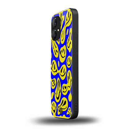 acid smiles yellow blue back phone cover | glass case for nothing phone 1