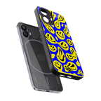 acid smiles yellow blue back phone cover | glass case for nothing phone 2