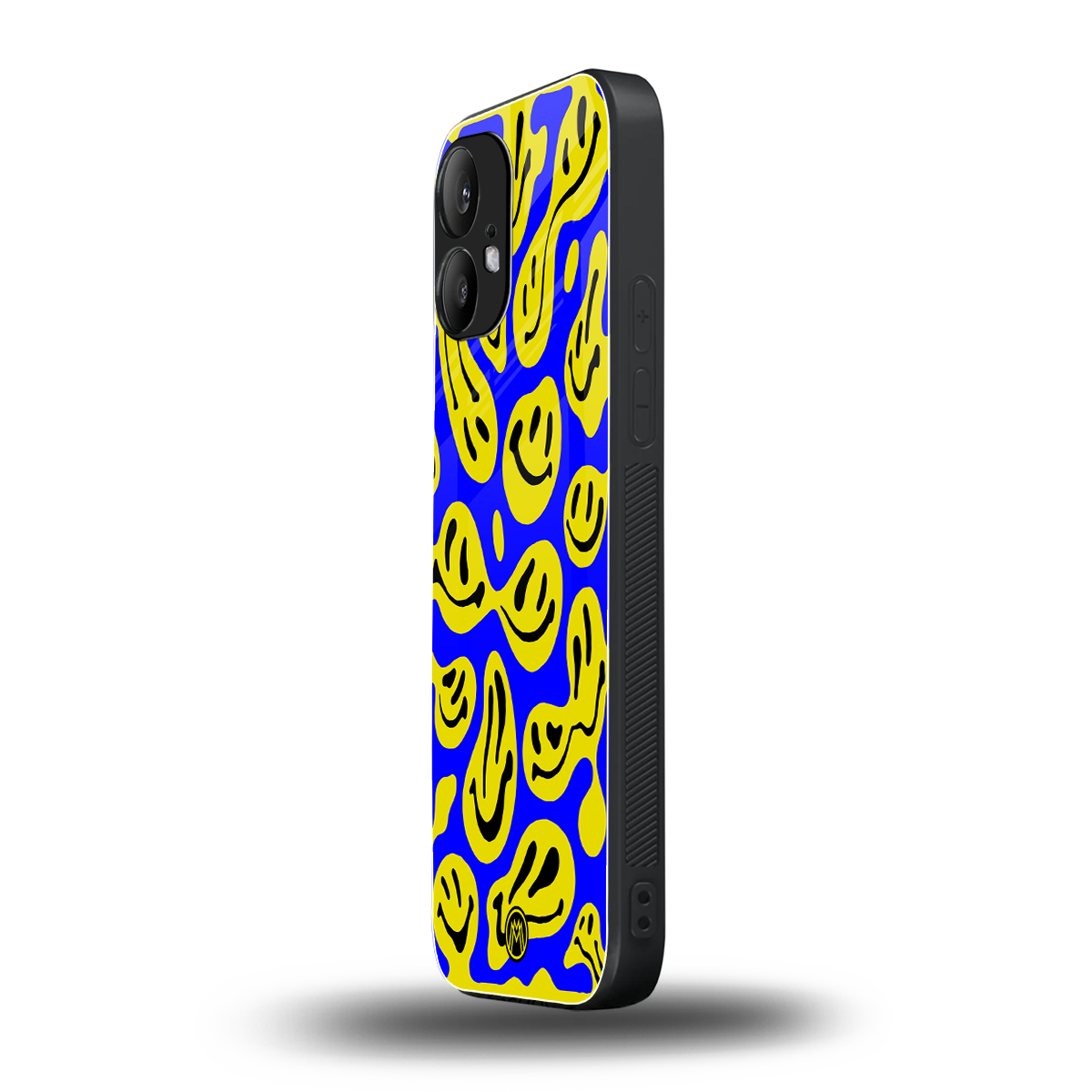 acid smiles yellow blue back phone cover | glass case for nothing phone 2