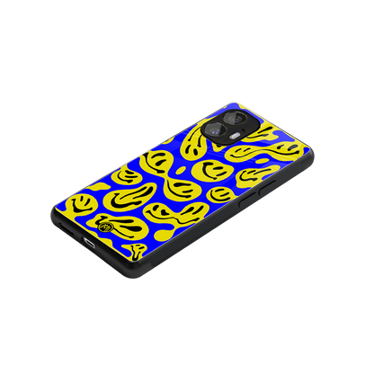acid smiles yellow blue back phone cover | glass case for nothing phone 2