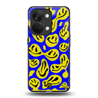 acid smiles yellow blue back phone cover | glass case for oneplus nord 3