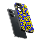 acid smiles yellow blue back phone cover | glass case for oneplus nord 3