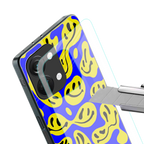 acid smiles yellow blue back phone cover | glass case for oneplus nord 3