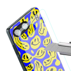acid smiles yellow blue back phone cover | glass case for oneplus nord 4