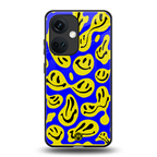 acid smiles yellow blue back phone cover | glass case for oneplus nord ce 3