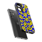 acid smiles yellow blue back phone cover | glass case for oneplus nord ce 3