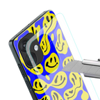 acid smiles yellow blue back phone cover | glass case for oneplus nord ce 3