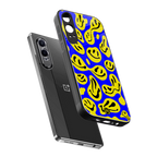 acid smiles yellow blue back phone cover | glass case for oneplus nord ce 4 lite