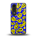 acid smiles yellow blue back phone cover | glass case for oneplus nord ce 4