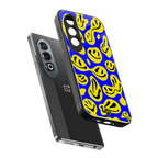 acid smiles yellow blue back phone cover | glass case for oneplus nord ce 4