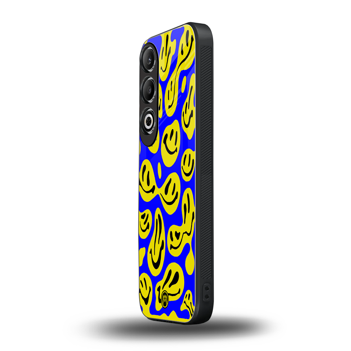 acid smiles yellow blue back phone cover | glass case for oneplus nord ce 4
