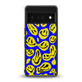 acid smiles yellow blue back phone cover | glass case for google pixel 6 pro