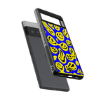 acid smiles yellow blue back phone cover | glass case for google pixel 6 pro