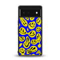 acid smiles yellow blue back phone cover | glass case for Google Pixel 6A