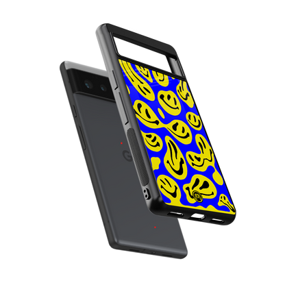 acid smiles yellow blue back phone cover | glass case for Google Pixel 6A