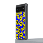 acid smiles yellow blue back phone cover | glass case for Google Pixel 6A