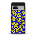 acid smiles yellow blue back phone cover | glass case for Google Pixel 7