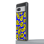 acid smiles yellow blue back phone cover | glass case for Google Pixel 7