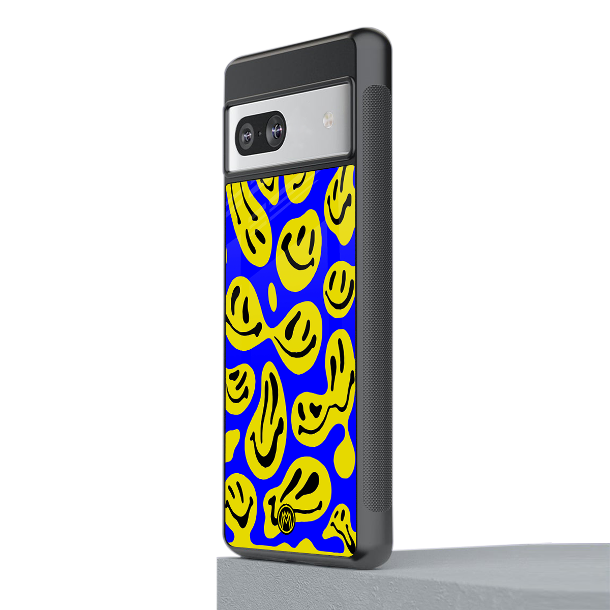 acid smiles yellow blue back phone cover | glass case for Google Pixel 7A
