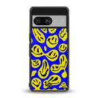 acid smiles yellow blue back phone cover | glass case for Google Pixel 8