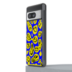 acid smiles yellow blue back phone cover | glass case for Google Pixel 8