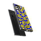 acid smiles yellow blue back phone cover | glass case for samsung galaxy s24 ultra