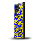 acid smiles yellow blue back phone cover | glass case for samsung galaxy s23 ultra