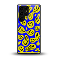 acid smiles yellow blue back phone cover | glass case for samsung galaxy s25 ultra