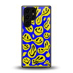 acid smiles yellow blue back phone cover | glass case for samsung galaxy s25 ultra