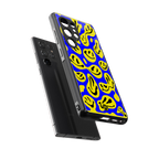acid smiles yellow blue back phone cover | glass case for samsung galaxy s25 ultra