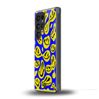 acid smiles yellow blue back phone cover | glass case for samsung galaxy s25 ultra