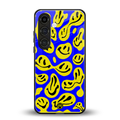 acid smiles yellow blue back phone cover | glass case for samsung galaxy s24