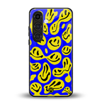 acid smiles yellow blue back phone cover | glass case for samsung galaxy s24 plus
