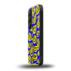acid smiles yellow blue back phone cover | glass case for samsung galaxy s23