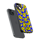 acid smiles yellow blue back phone cover | glass case for iphone 14
