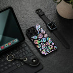 acid smiles chromatic edition back phone cover | glass case for iphone 16 pro