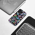 acid smiles chromatic edition back phone cover | glass case for iphone 16 pro