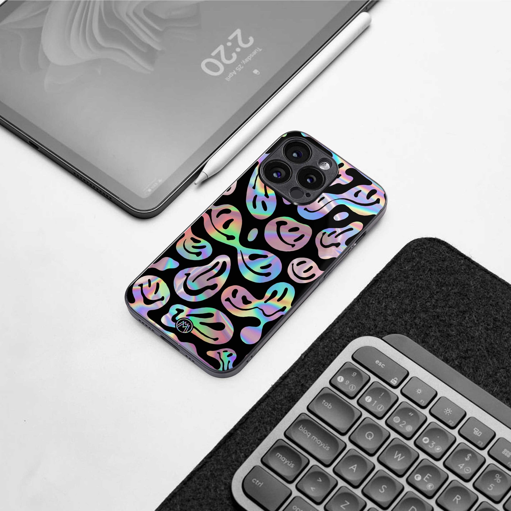 acid smiles chromatic edition back phone cover | glass case for samsung galaxy s24 ultra