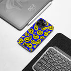 acid smiles yellow blue back phone cover | glass case for iphone 16 pro max