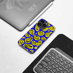 acid smiles yellow blue back phone cover | glass case for samsung galaxy s24 ultra
